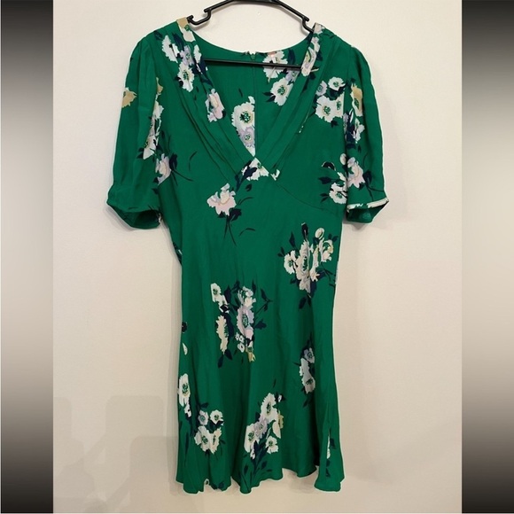 Free People Green Floral Mini Dress 8 - Picture 2 of 5